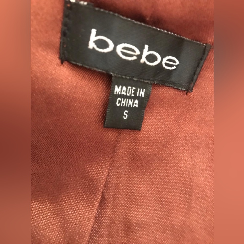 Bebe orange brown short sleeve trench coat dress with buttons and belt in sz S - Picture 12 of 14